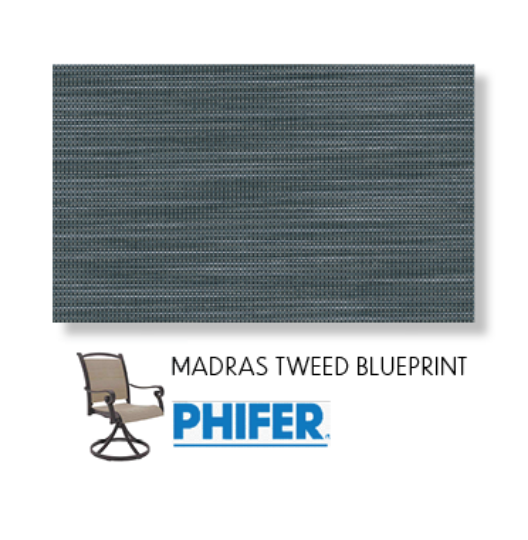 Madras Tweed Blueprint Two Piece Patio Chair Replacement Sling Fabric