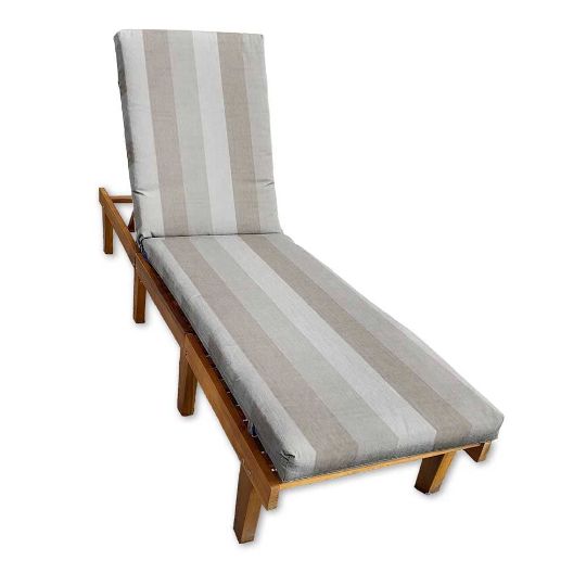 Sunbrella Direction Linen Chaise Lounge Cushion with Fabric ties