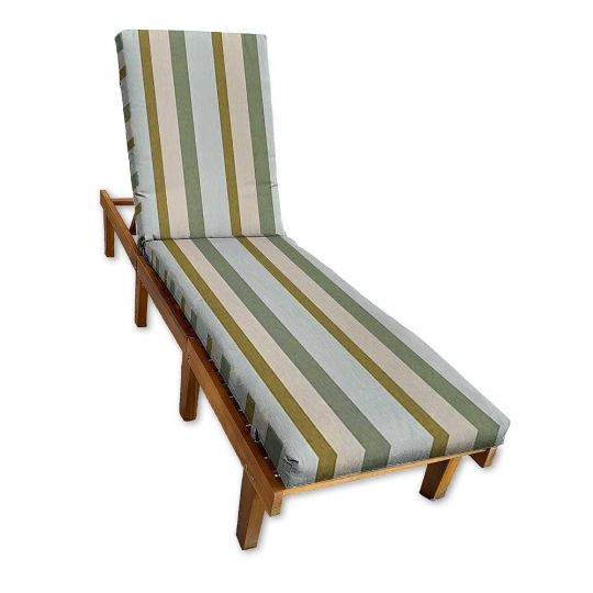 Sunbrella Gateway Aloe Chaise Lounge Cushion with Fabric ties