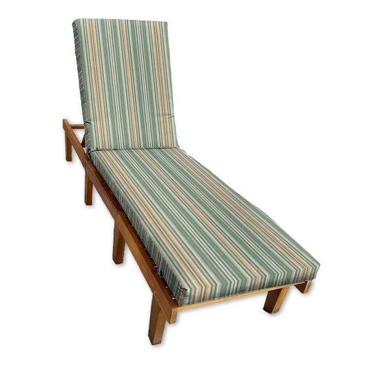 Sunbrella Gavin Mist Chaise Lounge Cushion with Fabric ties