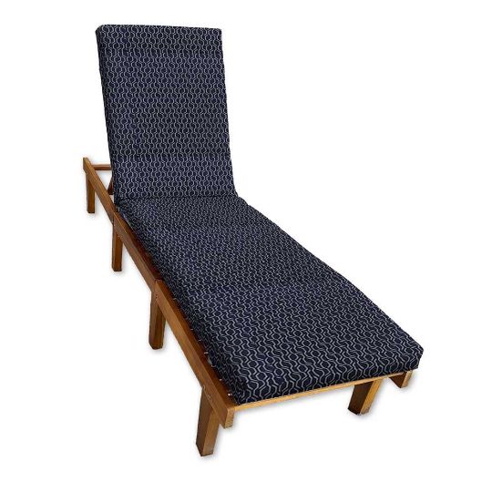 Sunbrella Adaptation Indigo Chaise Lounge Cushion with Fabric ties