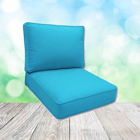 Sunbrella Canvas Cyan Patio Chair Replacement Cushions