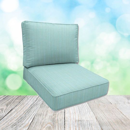 Sunbrella Dupione Celeste Patio Chair Replacement Cushions