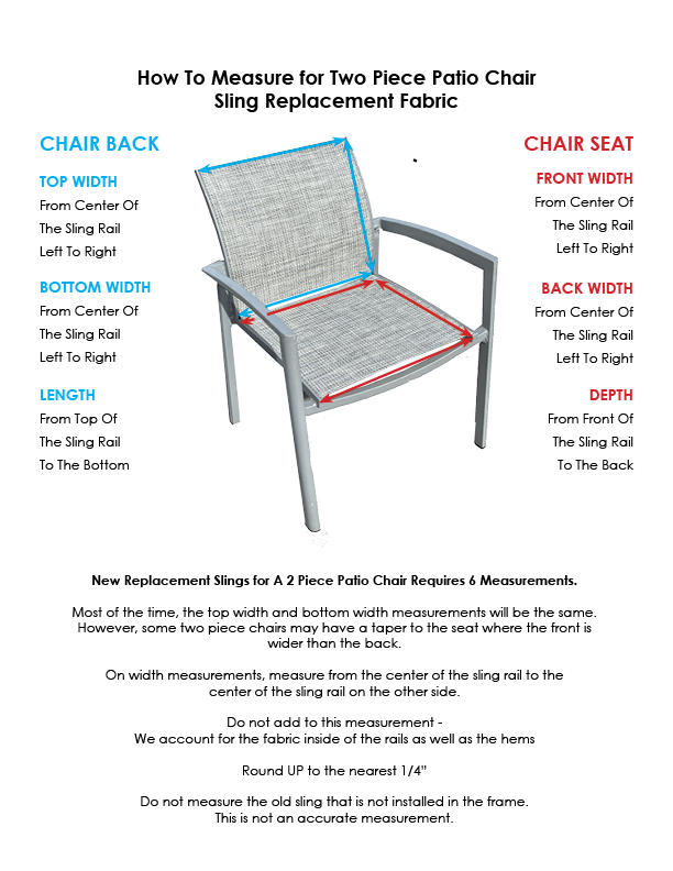 How To Measure For A 2 Piece patio chair replacement sling set