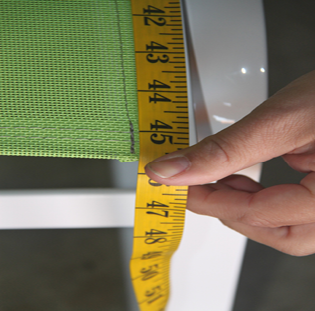 STEP ONE  - MEASURING THE TOP WIDTH AND BOTTOM WIDTH OF YOUR CHAISE LOUNGE FRAME - CHAISE BACK