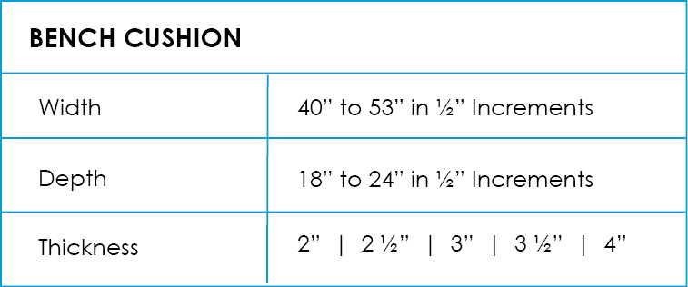 Custom Outdoor Bench Cushion Grid or Size options